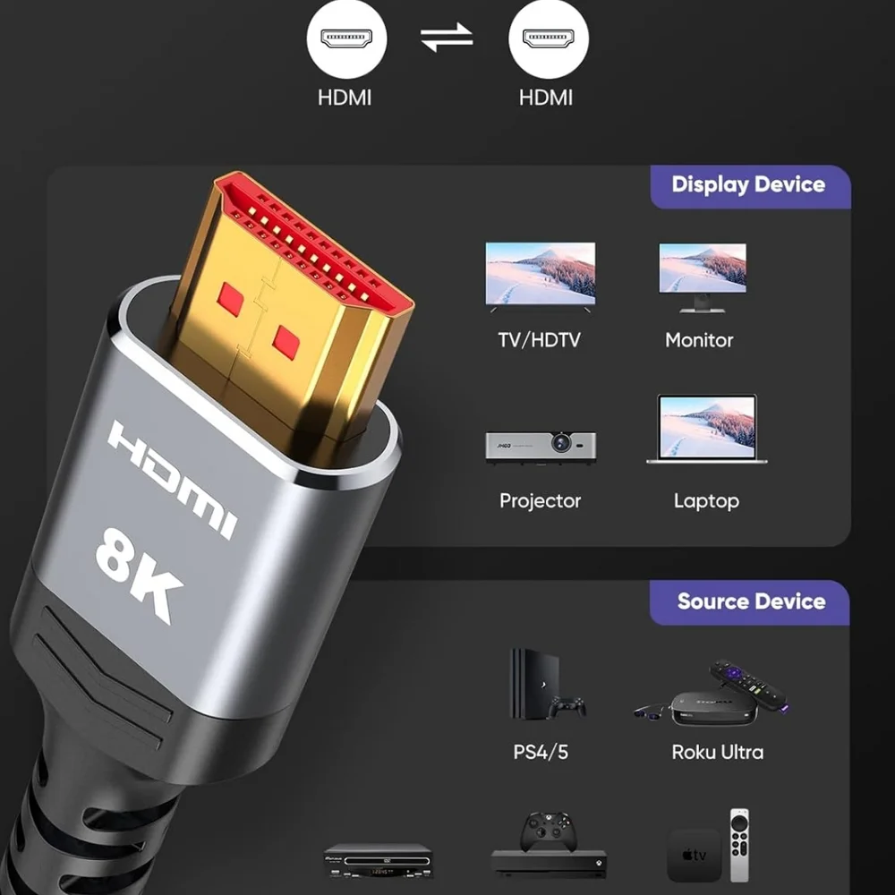 6.6 Ft HDMI cable Supports 8K@60Hz Refresh Rate 7680x4320P Ultra HD (40)